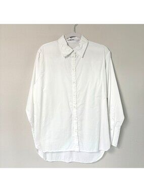 NA-KD Classic Cotton Shirt Womens 38 US 8 White Button Front Long Sleeve